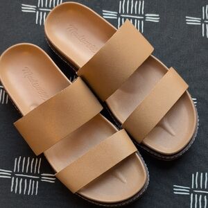 Madewell Charlie Double Strap Camel Slide Sandals